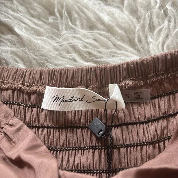 NWT Mustard Seed 'Latte' ruched pleated tiered 3/4 sleeve dress size S - Picture 6 of 8